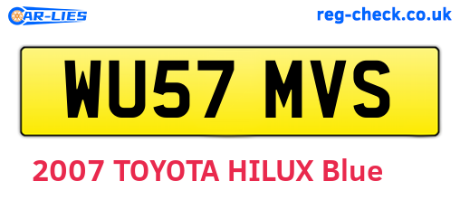 WU57MVS are the vehicle registration plates.