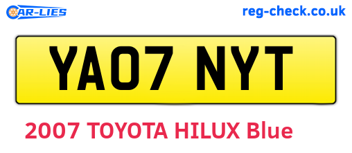 YA07NYT are the vehicle registration plates.