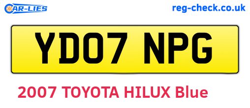 YD07NPG are the vehicle registration plates.