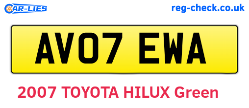 AV07EWA are the vehicle registration plates.