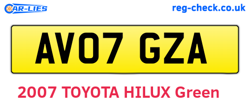 AV07GZA are the vehicle registration plates.