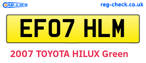 EF07HLM are the vehicle registration plates.