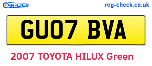 GU07BVA are the vehicle registration plates.