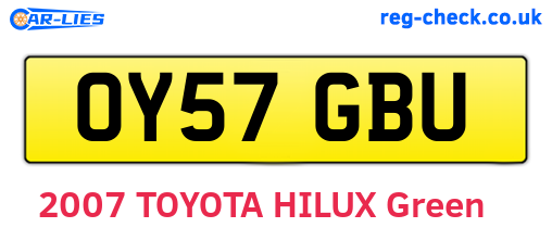 OY57GBU are the vehicle registration plates.
