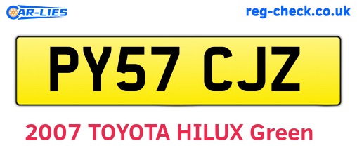 PY57CJZ are the vehicle registration plates.