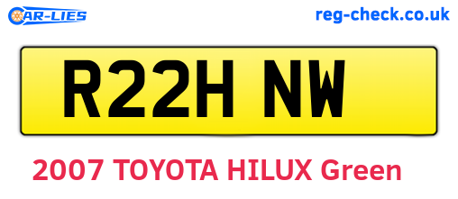 R22HNW are the vehicle registration plates.