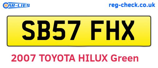 SB57FHX are the vehicle registration plates.