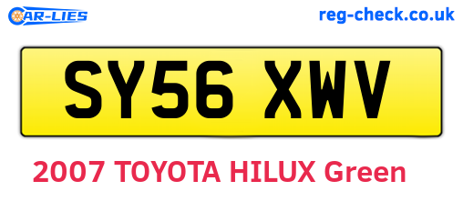 SY56XWV are the vehicle registration plates.
