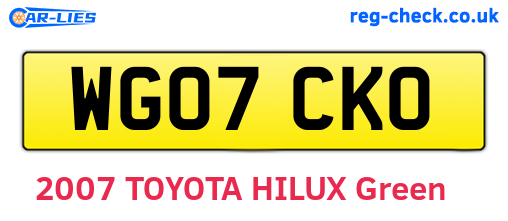 WG07CKO are the vehicle registration plates.