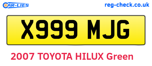X999MJG are the vehicle registration plates.