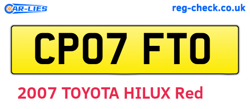 CP07FTO are the vehicle registration plates.