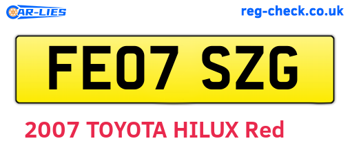 FE07SZG are the vehicle registration plates.