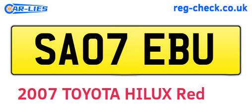 SA07EBU are the vehicle registration plates.
