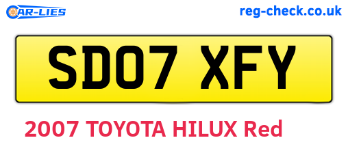 SD07XFY are the vehicle registration plates.