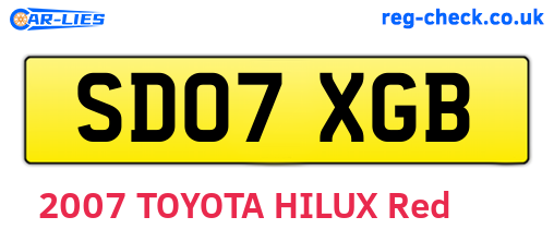 SD07XGB are the vehicle registration plates.