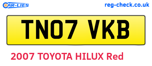 TN07VKB are the vehicle registration plates.