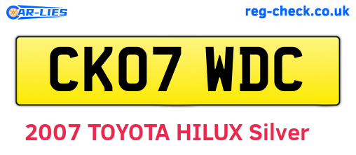 CK07WDC are the vehicle registration plates.