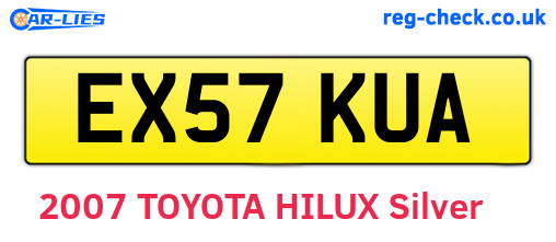 EX57KUA are the vehicle registration plates.