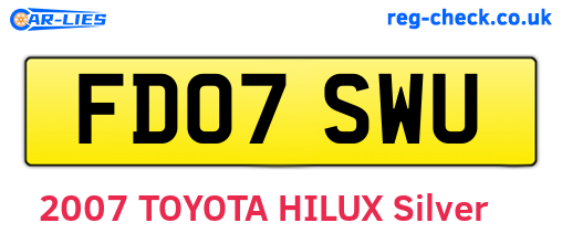 FD07SWU are the vehicle registration plates.
