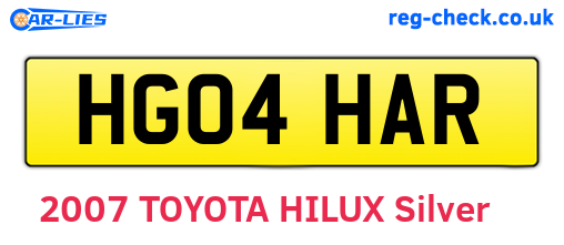 HG04HAR are the vehicle registration plates.