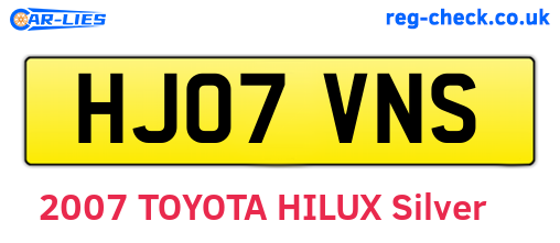 HJ07VNS are the vehicle registration plates.