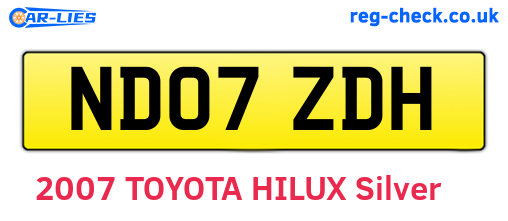 ND07ZDH are the vehicle registration plates.