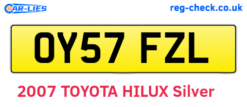 OY57FZL are the vehicle registration plates.