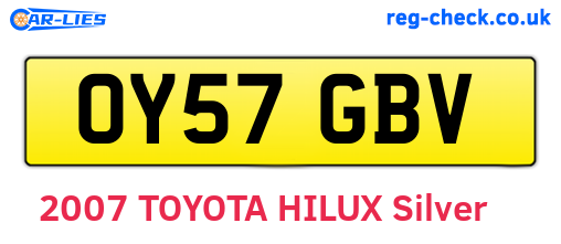 OY57GBV are the vehicle registration plates.