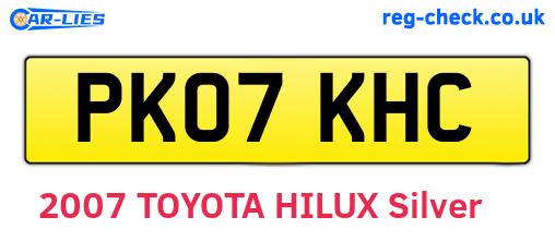 PK07KHC are the vehicle registration plates.