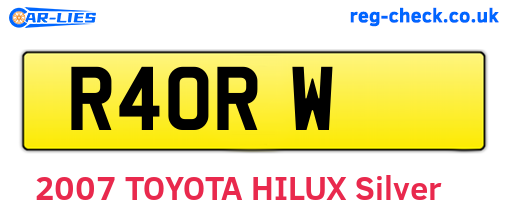 R4ORW are the vehicle registration plates.