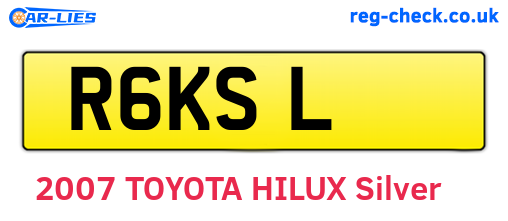 R6KSL are the vehicle registration plates.