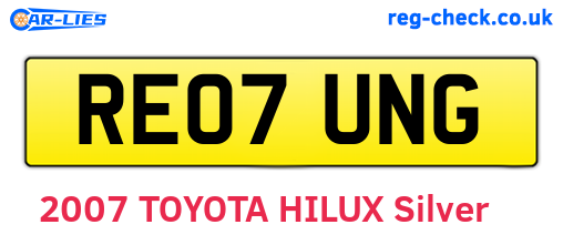 RE07UNG are the vehicle registration plates.