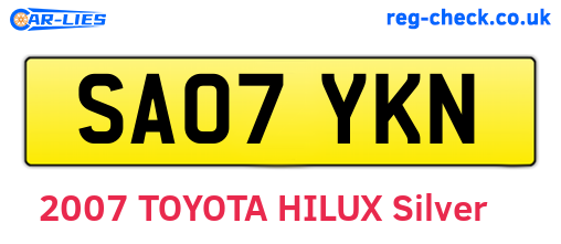 SA07YKN are the vehicle registration plates.