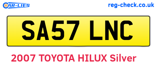 SA57LNC are the vehicle registration plates.