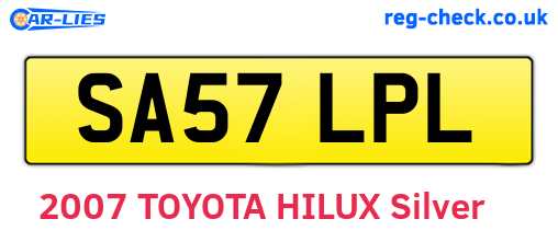 SA57LPL are the vehicle registration plates.