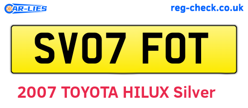 SV07FOT are the vehicle registration plates.