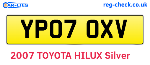 YP07OXV are the vehicle registration plates.