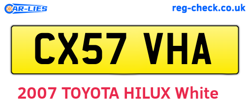 CX57VHA are the vehicle registration plates.