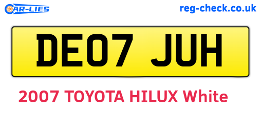DE07JUH are the vehicle registration plates.