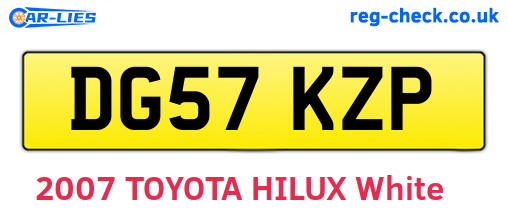 DG57KZP are the vehicle registration plates.