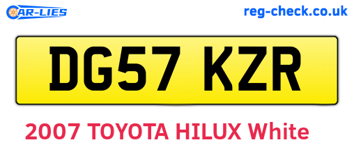 DG57KZR are the vehicle registration plates.