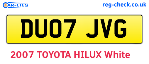 DU07JVG are the vehicle registration plates.