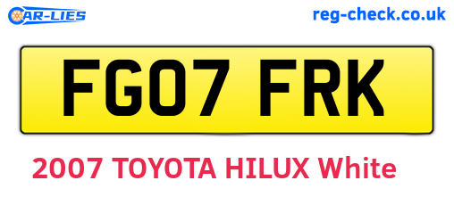 FG07FRK are the vehicle registration plates.