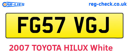 FG57VGJ are the vehicle registration plates.