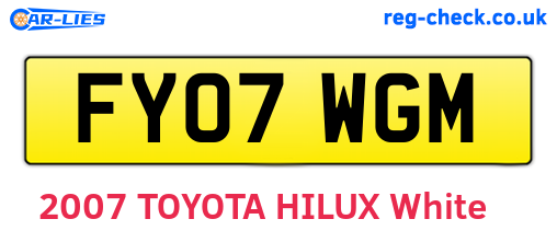 FY07WGM are the vehicle registration plates.
