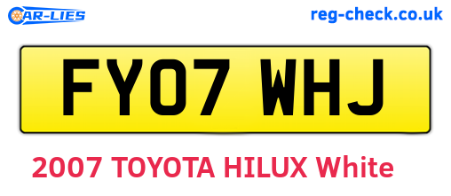 FY07WHJ are the vehicle registration plates.