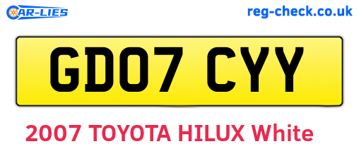 GD07CYY are the vehicle registration plates.