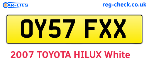 OY57FXX are the vehicle registration plates.