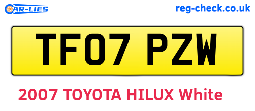 TF07PZW are the vehicle registration plates.