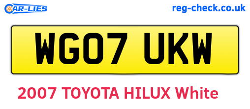 WG07UKW are the vehicle registration plates.
